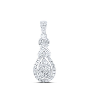 Mesmerizing Brilliance: 10kt White Gold Diamond Cluster Pendant - Splendid Jewellery