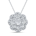 Mesmerizing Brilliance: 10kt White Gold Round Diamond Cluster Pendant - Splendid Jewellery