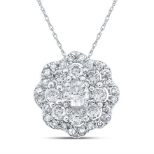 Load image into Gallery viewer, Mesmerizing Brilliance: 10kt White Gold Round Diamond Cluster Pendant - Splendid Jewellery