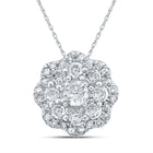 Mesmerizing Brilliance: 10kt White Gold Round Diamond Cluster Pendant - Splendid Jewellery