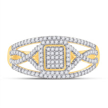 Load image into Gallery viewer, Mesmerizing Brilliance: 10kt Yellow Gold Diamond Cluster Ring 1/3 Cttw product Top View from Splendid Jewellery