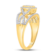 Load image into Gallery viewer, Mesmerizing Brilliance: 10kt Yellow Gold Diamond Cluster Ring 1/3 Cttw product Side View 2 from Splendid Jewellery