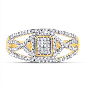 Mesmerizing Brilliance: 10kt Yellow Gold Diamond Cluster Ring 1/3 Cttw - Splendid Jewellery