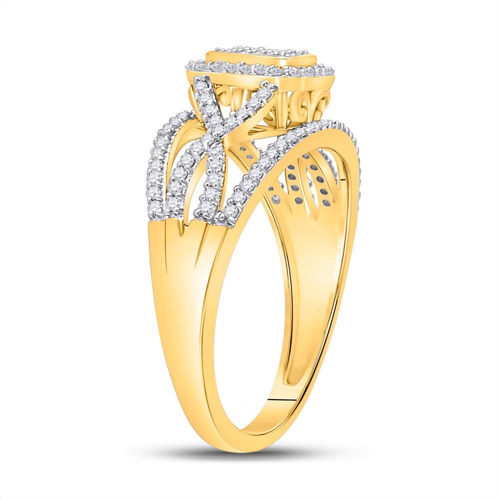 Mesmerizing Brilliance: 10kt Yellow Gold Diamond Cluster Ring 1/3 Cttw - Splendid Jewellery
