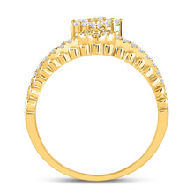 Load image into Gallery viewer, Mesmerizing Brilliance | 10kt Yellow Gold Womens Round Diamond Offset Square Fashion Ring 1/2 Cttw - Splendid Jewellery