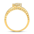 Mesmerizing Brilliance | 10kt Yellow Gold Womens Round Diamond Offset Square Fashion Ring 1/2 Cttw - Splendid Jewellery