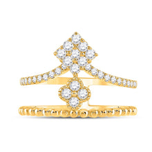 Load image into Gallery viewer, Mesmerizing Brilliance | 10kt Yellow Gold Womens Round Diamond Offset Square Fashion Ring 1/2 Cttw product Top View from Splendid Jewellery