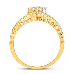 Mesmerizing Brilliance | 10kt Yellow Gold Womens Round Diamond Offset Square Fashion Ring 1/2 Cttw - Splendid Jewellery