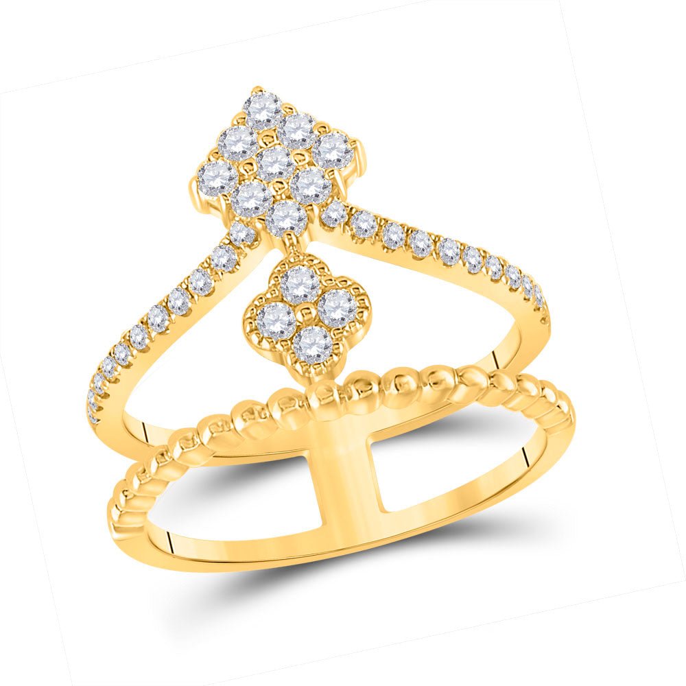 Mesmerizing Brilliance | 10kt Yellow Gold Womens Round Diamond Offset Square Fashion Ring 1/2 Cttw - Splendid Jewellery