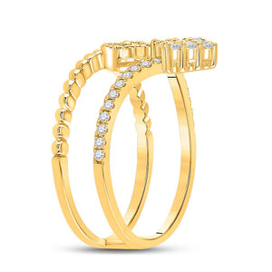 Mesmerizing Brilliance | 10kt Yellow Gold Womens Round Diamond Offset Square Fashion Ring 1/2 Cttw - Splendid Jewellery