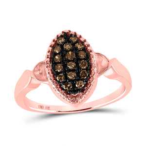 Mesmerizing Brown Diamond Cluster Ring in 10kt Rose Gold - Splendid Jewellery