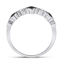 Load image into Gallery viewer, Mesmerizing Clover Noir Diamond Band - 10kt White Gold Women&#39;s Round Black Color Enhanced Diamond Clover Band Ring 1/4 Cttw Side view from the 10Kt White Gold Womens Round Black Color Enhanced Diamond Clover Band Ring 1 4 Cttwpin280633 collection by Splendid Jewellery