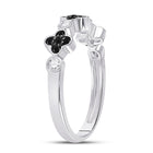 Mesmerizing Clover Noir Diamond Band - 10kt White Gold Women's Round Black Color Enhanced Diamond Clover Band Ring 1/4 Cttw Side 2 view from the 10Kt White Gold Womens Round Black Color Enhanced Diamond Clover Band Ring 1 4 Cttwpin280633 collection by Splendid Jewellery