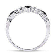 Load image into Gallery viewer, Mesmerizing Clover Noir Diamond Band - 10kt White Gold Women's Round Black Color Enhanced Diamond Clover Band Ring 1/4 Cttw - Splendid Jewellery