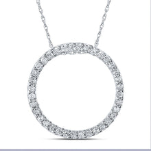 Load image into Gallery viewer, Mesmerizing Diamond Circle Pendant | 10kt White Gold Womens Round Diamond Circle Pendant 1/6 Cttw - Splendid Jewellery