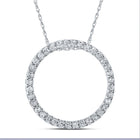 Mesmerizing Diamond Circle Pendant | 10kt White Gold Womens Round Diamond Circle Pendant 1/6 Cttw - Splendid Jewellery
