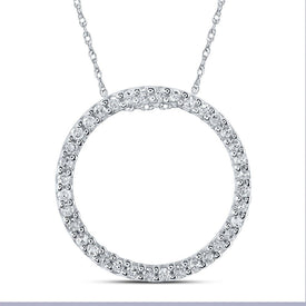 Mesmerizing Diamond Circle Pendant | 10kt White Gold Womens Round Diamond Circle Pendant 1/6 Cttw - Splendid Jewellery