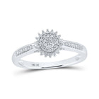Mesmerizing Diamond Cluster Ring | 10kt White Gold Womens Round Diamond Cluster Ring 1/6 Cttw - Splendid Jewellery
