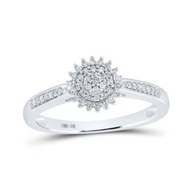 Mesmerizing Diamond Cluster Ring | 10kt White Gold Womens Round Diamond Cluster Ring 1/6 Cttw - Splendid Jewellery
