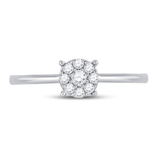 Load image into Gallery viewer, Mesmerizing Diamond Cluster Ring | 10kt White Gold Womens Round Diamond Cluster Ring 1/8 Cttw - Splendid Jewellery
