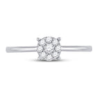 Mesmerizing Diamond Cluster Ring | 10kt White Gold Womens Round Diamond Cluster Ring 1/8 Cttw - Splendid Jewellery