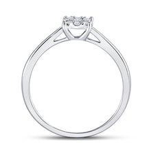 Load image into Gallery viewer, Mesmerizing Diamond Cluster Ring | 10kt White Gold Womens Round Diamond Cluster Ring 1/8 Cttw Side View from Splendid Jewellery