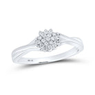 Mesmerizing Diamond Cluster Ring | 10kt White Gold Womens Round Diamond Cluster Ring 1/8 Cttw - Splendid Jewellery