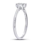 Mesmerizing Diamond Cluster Ring | 10kt White Gold Womens Round Diamond Cluster Ring 1/8 Cttw - Splendid Jewellery