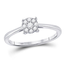 Load image into Gallery viewer, Mesmerizing Diamond Cluster Ring | 10kt White Gold Womens Round Diamond Cluster Ring 1/8 Cttw Top View from Splendid Jewellery