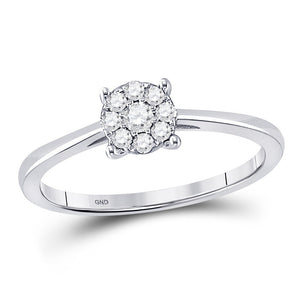 Mesmerizing Diamond Cluster Ring | 10kt White Gold Womens Round Diamond Cluster Ring 1/8 Cttw - Splendid Jewellery