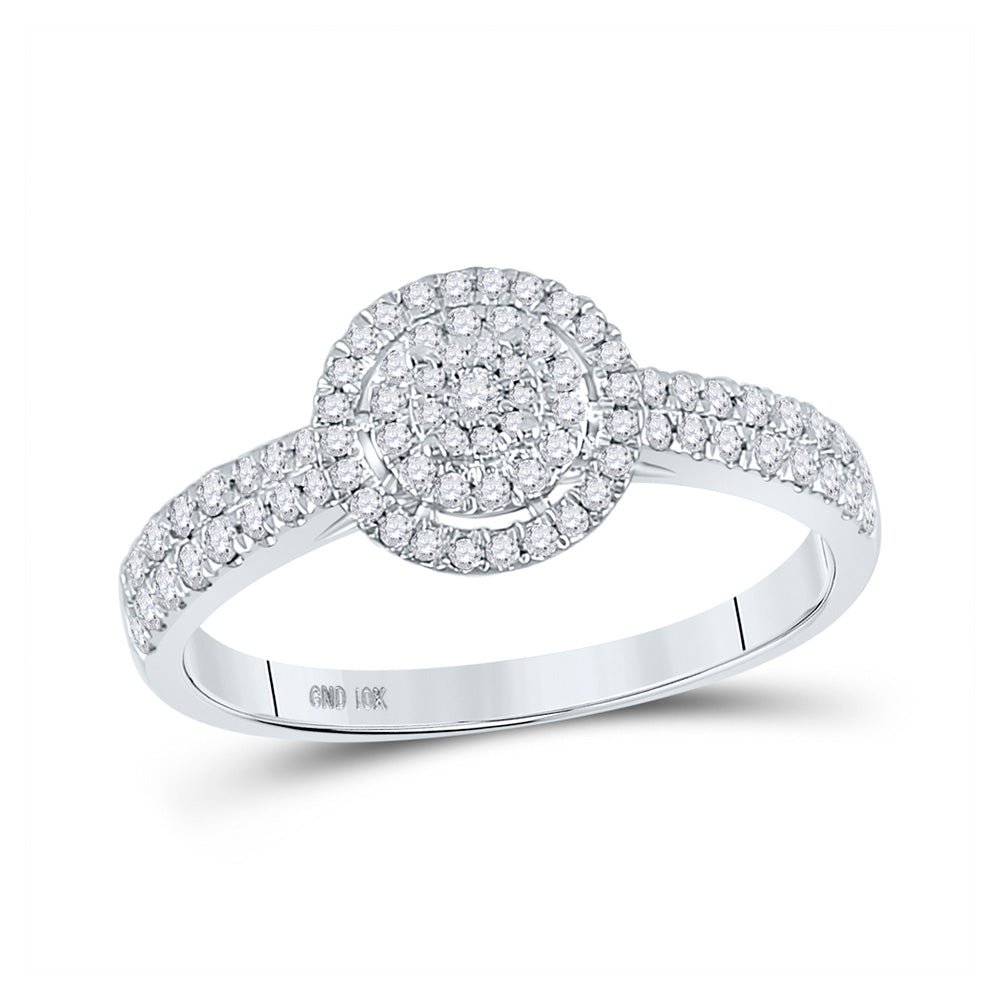 Mesmerizing Diamond Cluster Ring - 10kt White Gold Womens Round Diamond Cluster Ring 3/8 Cttw - Splendid Jewellery