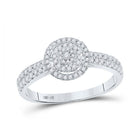 Mesmerizing Diamond Cluster Ring - 10kt White Gold Womens Round Diamond Cluster Ring 3/8 Cttw - Splendid Jewellery