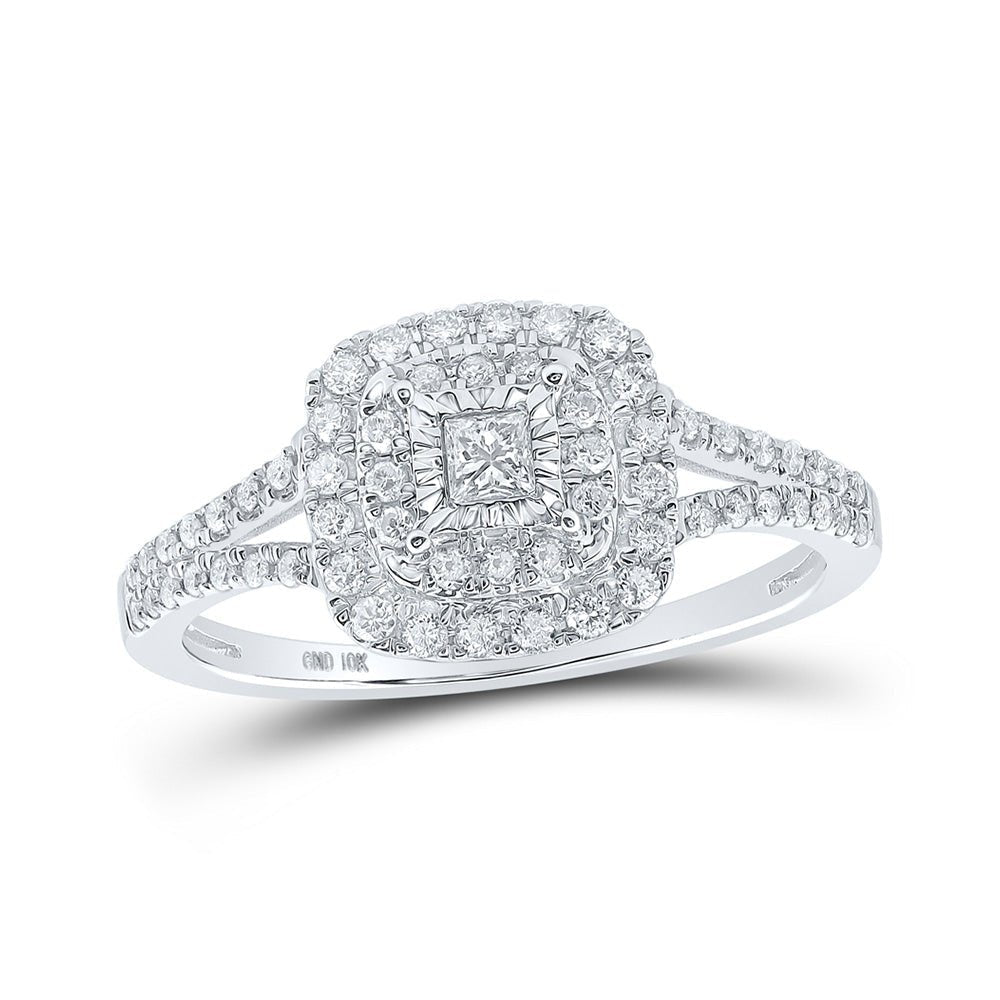 Mesmerizing Diamond Cluster Square Ring in 10kt White Gold - Splendid Jewellery