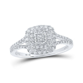 Mesmerizing Diamond Cluster Square Ring in 10kt White Gold - Splendid Jewellery