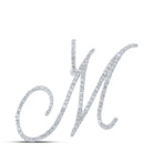 Mesmerizing Diamond Monogram Pendant | 10kt White Gold Womens Round Diamond M Initial Letter Pendant 7/8 Cttw | Splendid Jewellery - Splendid Jewellery