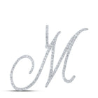 Mesmerizing Diamond Monogram Pendant | 10kt White Gold Womens Round Diamond M Initial Letter Pendant 7/8 Cttw | Splendid Jewellery - Splendid Jewellery