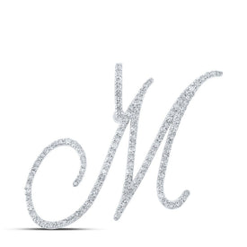 Mesmerizing Diamond Monogram Pendant | 10kt White Gold Womens Round Diamond M Initial Letter Pendant 7/8 Cttw | Splendid Jewellery - Splendid Jewellery