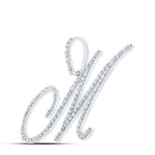 Mesmerizing Diamond Monogram Pendant | 10kt White Gold Womens Round Diamond M Initial Letter Pendant 7/8 Cttw | Splendid Jewellery - Splendid Jewellery