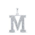 Mesmerizing Diamond Monogram Pendant | 10kt White Gold Womens Round Diamond Monogram M Pendant 1/10 Cttw | Splendid Jewellery - Splendid Jewellery