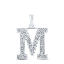 Load image into Gallery viewer, Mesmerizing Diamond Monogram Pendant | 10kt White Gold Womens Round Diamond Monogram M Pendant 1/10 Cttw | Splendid Jewellery - Splendid Jewellery