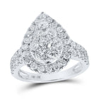 Mesmerizing Diamond Tear Cluster Ring in 10kt White Gold - 2 Cttw - Splendid Jewellery