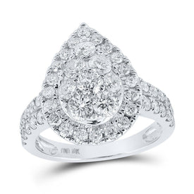 Mesmerizing Diamond Tear Cluster Ring in 10kt White Gold - 2 Cttw - Splendid Jewellery
