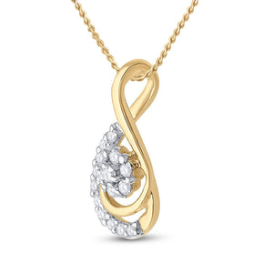 Mesmerizing Gold Flower Cluster Teardrop Diamond Pendant - Splendid Jewellery