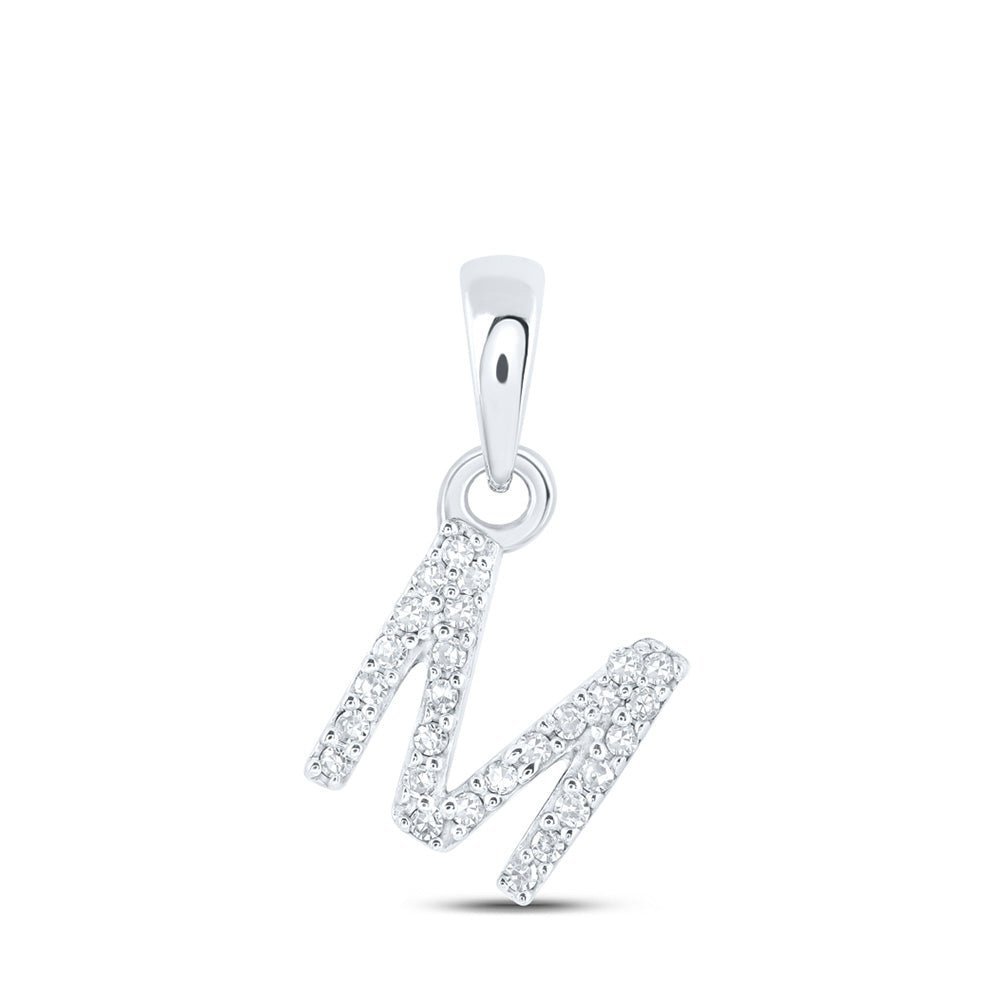 Mesmerizing M Initial Diamond Pendant in 10kt White Gold - Splendid Jewellery