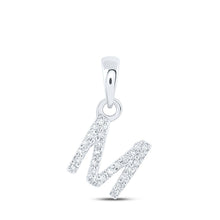 Load image into Gallery viewer, Mesmerizing M Initial Diamond Pendant in 10kt White Gold - Splendid Jewellery