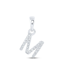 Mesmerizing M Initial Diamond Pendant in 10kt White Gold - Splendid Jewellery