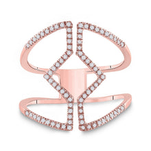 Load image into Gallery viewer, Mesmerizing Rose Gold Diamond Bisected Negative Space Band Ring - Splendid Jewellery