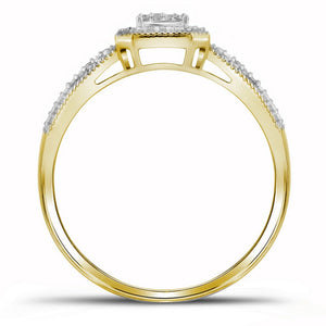 Mesmerizing Square Diamond Cluster Ring in 10kt Yellow Gold - Splendid Jewellery