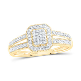 Mesmerizing Square Diamond Cluster Ring in 10kt Yellow Gold product  Top View from Splendid Jewellery