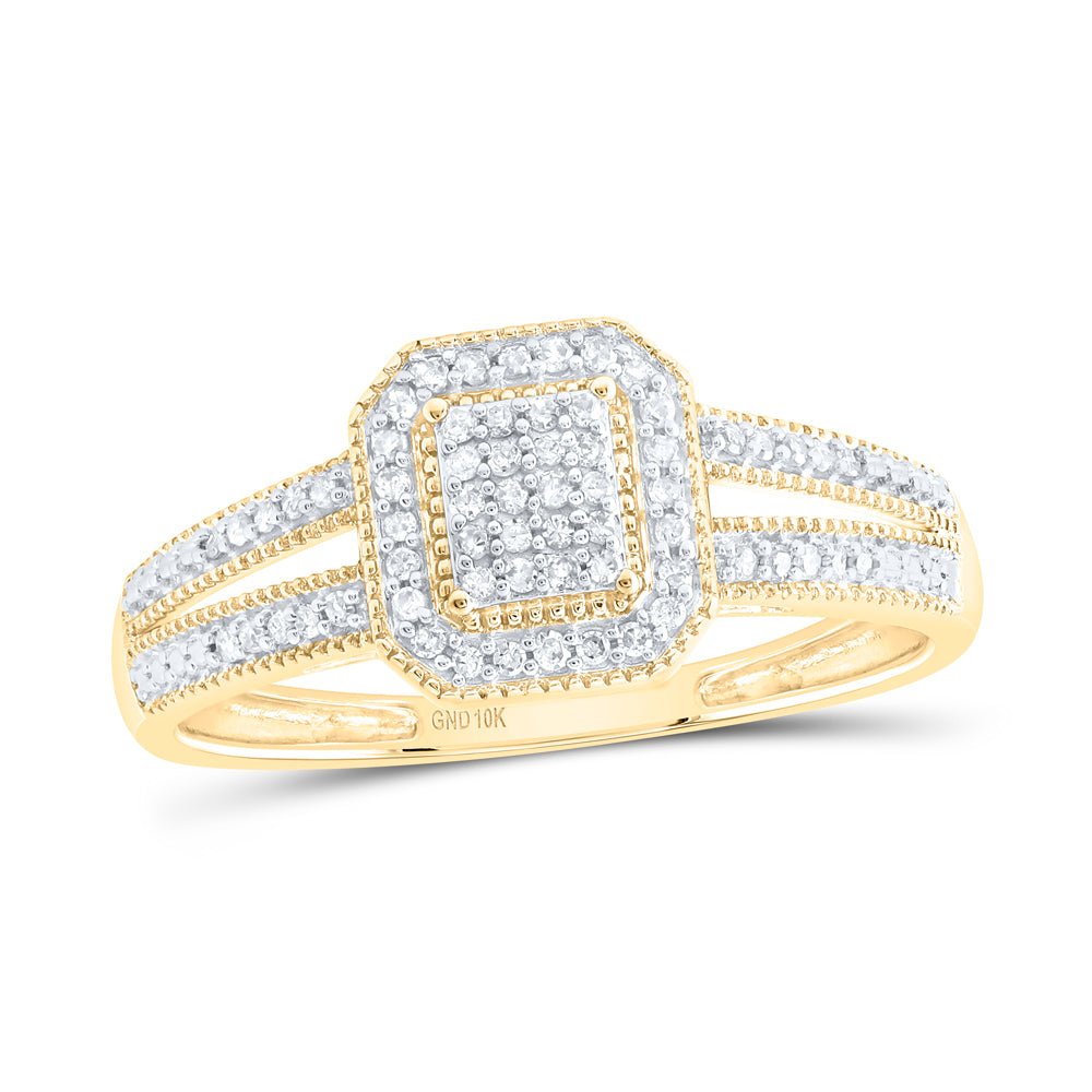 Mesmerizing Square Diamond Cluster Ring in 10kt Yellow Gold - Splendid Jewellery